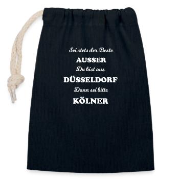 Les habitants de Cologne et de Düsseldorf - Sac cadeau en coton avec cordon (14 x 20 cm) - bleu marine - Devant