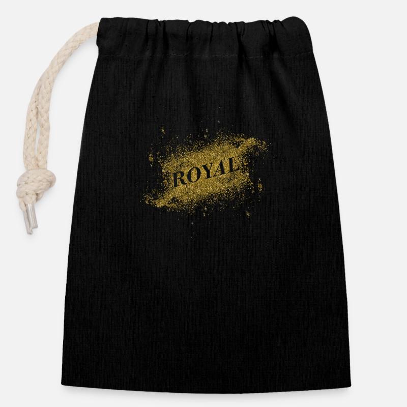 RoyalGold2 - Verschließbarer Geschenkbeutel aus Baumwolle (14x20cm) - Schwarz