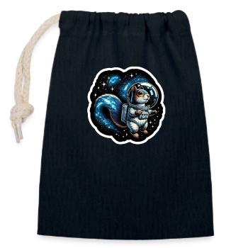 Weltraum-Eichhörnchen - Verschließbarer Geschenkbeutel aus Baumwolle (14x20cm) - Navy - Vorne