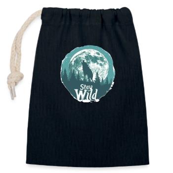 Stay Wild - Closable cotton gift bag (14x20cm) - navy - Front