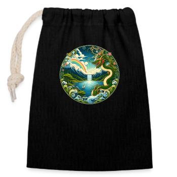 Conte de fées chinois - Sac cadeau en coton avec cordon (14 x 20 cm) - noir - Devant