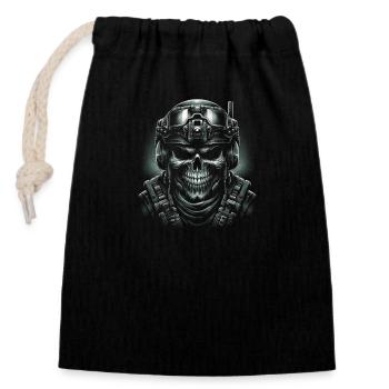 Soldier's Skull - Closable cotton gift bag (14x20cm) - black - Front