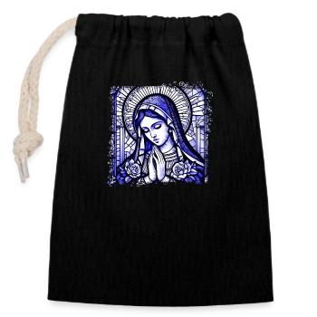 virgin mary jesus bible christian religion christian - Closable cotton gift bag (14x20cm) - black - Front