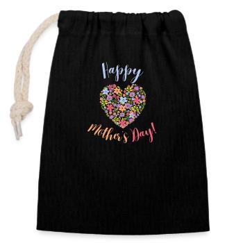 Bonne fête des mères - Sac cadeau en coton avec cordon (14 x 20 cm) - noir - Devant