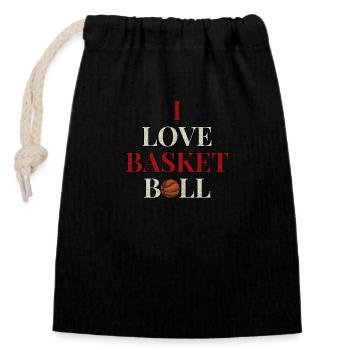 I love Basketball Grunge - Closable cotton gift bag (14x20cm) - black - Front