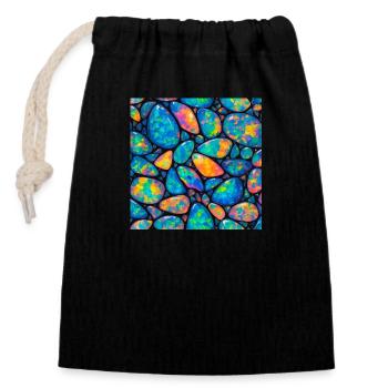 motif opale - Sac cadeau en coton avec cordon (14 x 20 cm) - noir - Devant
