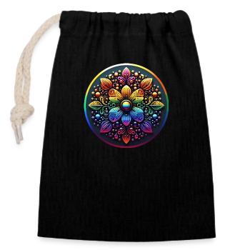 Fleur arc-en-ciel mécanique 2 - Sac cadeau en coton avec cordon (14 x 20 cm) - noir - Devant