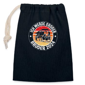 Großer Bruder 2024 - Verschließbarer Geschenkbeutel aus Baumwolle (14x20cm) - Navy - Vorne