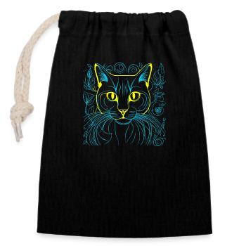 Ukraine Domestique Chat Chat Chats Animaux Miaou - Sac cadeau en coton avec cordon (14 x 20 cm) - noir - Devant