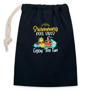 Pool Holidays Bathing - Closable cotton gift bag (14x20cm) - navy - Front