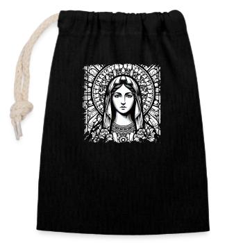 virgin mary jesus bible christian religion christian - Closable cotton gift bag (14x20cm) - black - Front