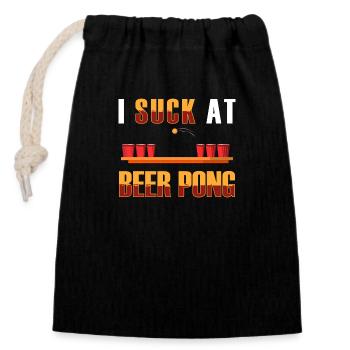 Beerpong Pong - Closable cotton gift bag (14x20cm) - black - Front