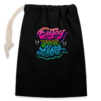 slogan illustration style art vector fashion graphics - Closable cotton gift bag (14x20cm) - black - Front