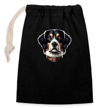 Good Dog's Portrait - Closable cotton gift bag (14x20cm) - black - Front