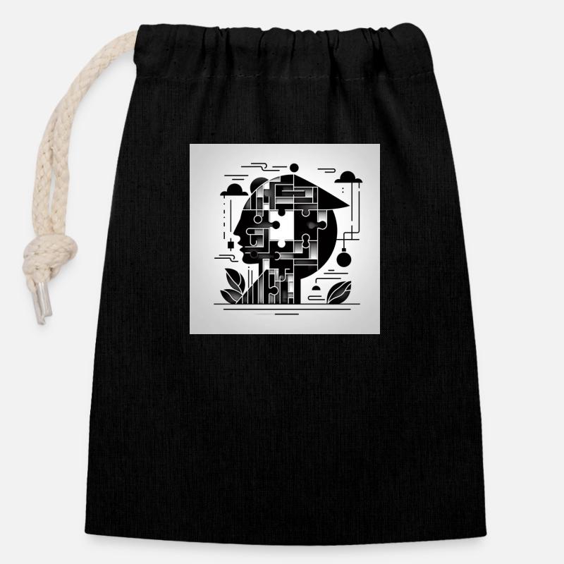 love - Sac cadeau en coton avec cordon (14 x 20 cm) - noir