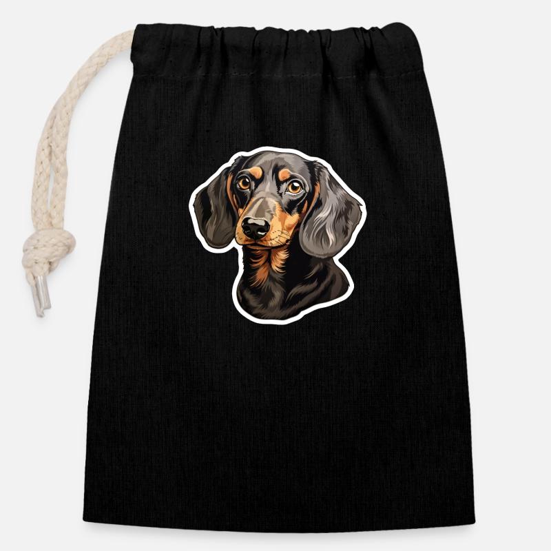 Dachshund or Dachshund - Closable cotton gift bag (14x20cm) - black