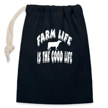 Ferme - Sac cadeau en coton avec cordon (14 x 20 cm) - bleu marine - Devant