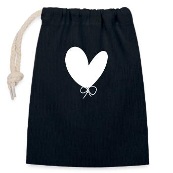Schleife Herz Symbol - Verschließbarer Geschenkbeutel aus Baumwolle (14x20cm) - Navy - Vorne