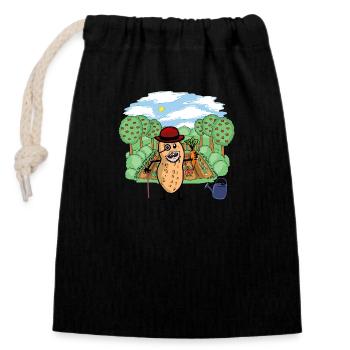 Jardin Papy Cacahuète Potager Jardinage - Sac cadeau en coton avec cordon (14 x 20 cm) - noir - Devant