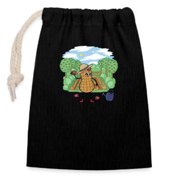 Erdnuss Garten Gärtner Marienkäfer - Verschließbarer Geschenkbeutel aus Baumwolle (14x20cm) - Schwarz - Vorne