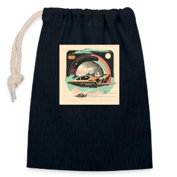 poster rétro-futuriste 2060 - Sac cadeau en coton avec cordon (14 x 20 cm) - bleu marine - Devant