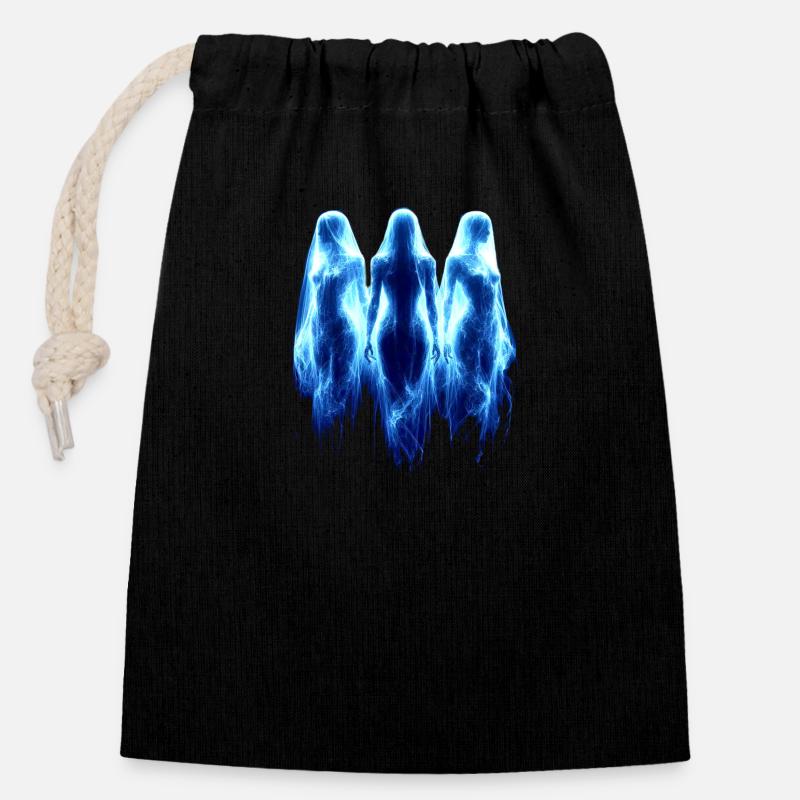 three ghosts - Closable cotton gift bag (14x20cm) - black