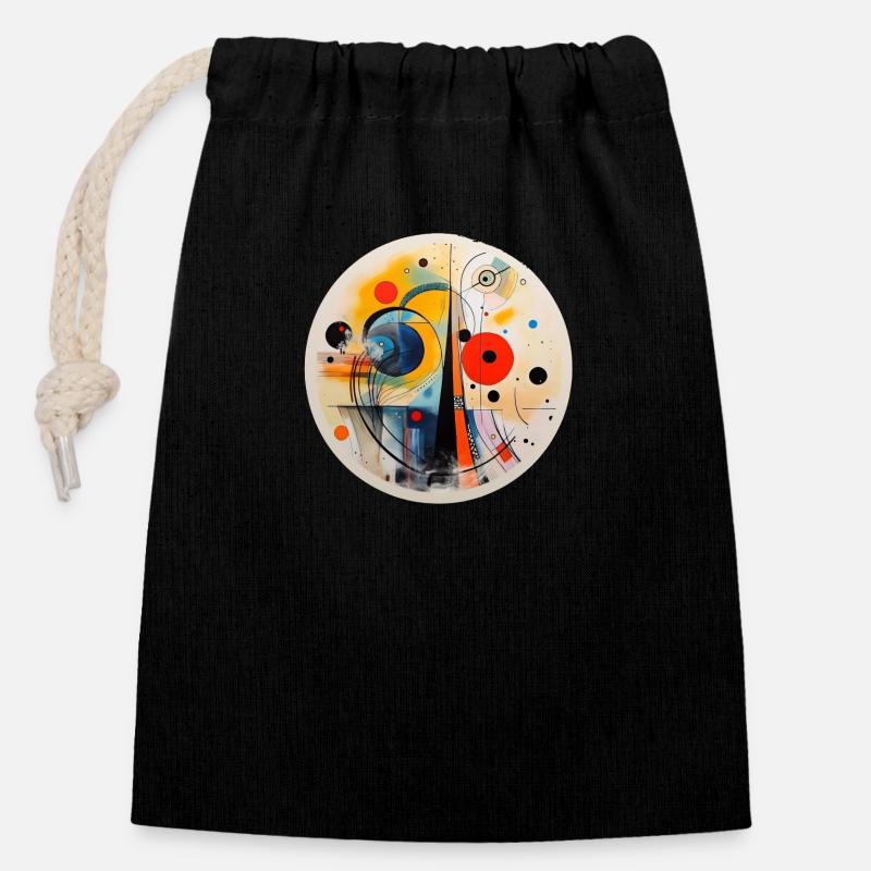 Art abstrait - Sac cadeau en coton avec cordon (14 x 20 cm) - noir