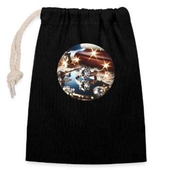Diamond - Closable cotton gift bag (14x20cm) - black - Front