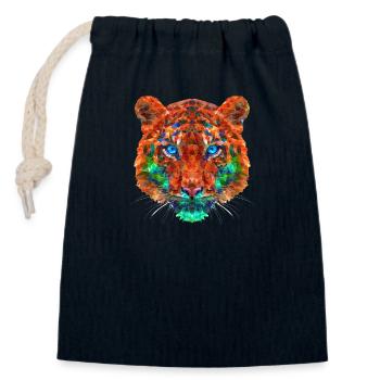 Tigre polygonal - Sac cadeau en coton avec cordon (14 x 20 cm) - bleu marine - Devant