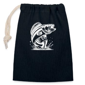 Elegant Jumping Zander Predator - Closable cotton gift bag (14x20cm) - navy - Front