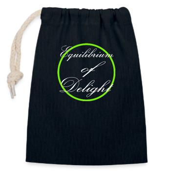 Vie équilibrée Trouver la joie Équilibre mental - Sac cadeau en coton avec cordon (14 x 20 cm) - bleu marine - Devant