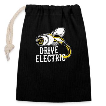 Conduire une voiture de recharge électrique Conducteur de véhicule électrique - Sac cadeau en coton avec cordon (14 x 20 cm) - noir - Devant