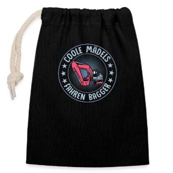 Cool girls driving excavator woman excavator driver - Closable cotton gift bag (14x20cm) - black - Front