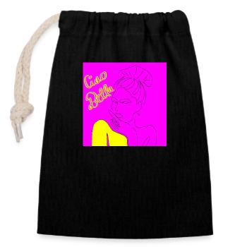 Mrs. Ciao Bella - Closable cotton gift bag (14x20cm) - black - Front
