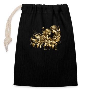 Love - Closable cotton gift bag (14x20cm) - black - Front