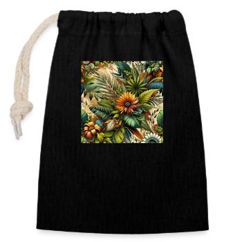 Vibrant Botanical Extravaganza - Closable cotton gift bag (14x20cm) - black - Front