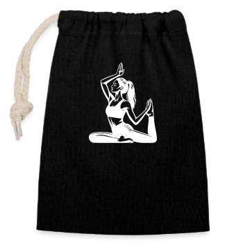 Yoga Woman at Recharge Your Batteries Find Balance - Closable cotton gift bag (14x20cm) - black - Front