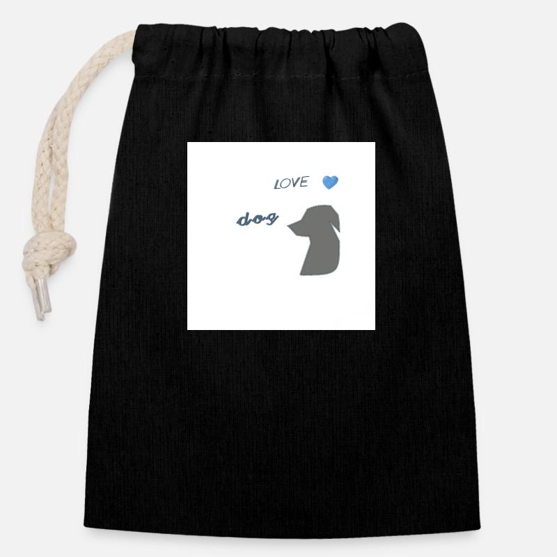 Dog - Closable cotton gift bag (14x20cm) - black
