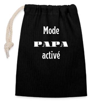 Dad Mode Enabled - Closable cotton gift bag (14x20cm) - black - Front