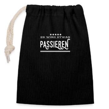 Something will happen - Closable cotton gift bag (14x20cm) - black - Front