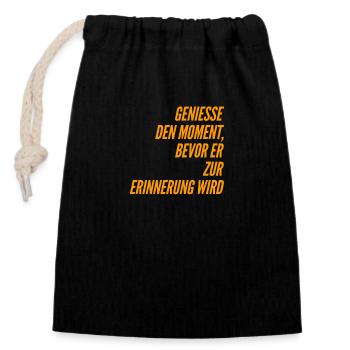 I love the present - Closable cotton gift bag (14x20cm) - black - Front
