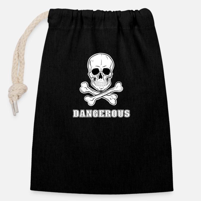 PIRATES - Sac cadeau en coton avec cordon (14 x 20 cm) - noir