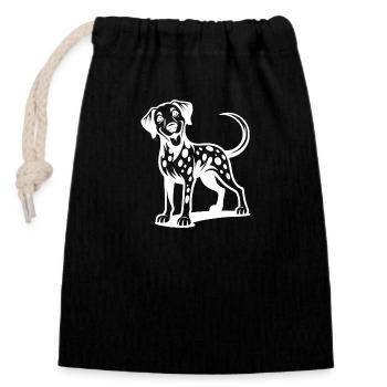 Knuffiger Dalmatiner Hund Lustiger Vierbeiner - Verschließbarer Geschenkbeutel aus Baumwolle (14x20cm) - Schwarz - Vorne