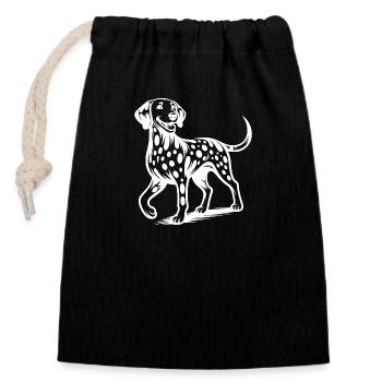 Vierbeiner Hunde Flecken Dalmatiner Porträt - Verschließbarer Geschenkbeutel aus Baumwolle (14x20cm) - Schwarz - Vorne