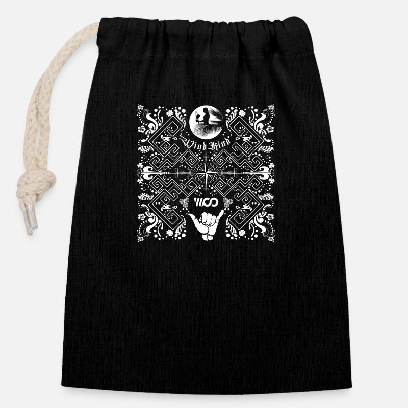 Surfing Windchild - Closable cotton gift bag (14x20cm) - black