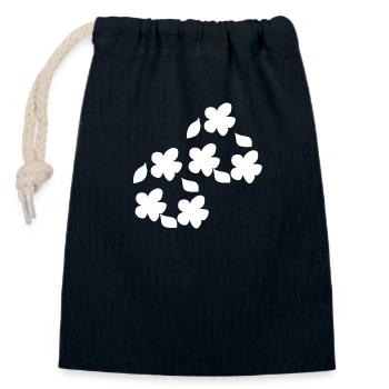 Flower pattern nature plant symbol leaf - Closable cotton gift bag (14x20cm) - navy - Front