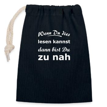 Lustiger Spruch Abstand halten - Verschließbarer Geschenkbeutel aus Baumwolle (14x20cm) - Navy - Vorne