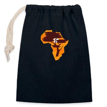 Afrique - Sac cadeau en coton avec cordon (14 x 20 cm) - bleu marine - Devant