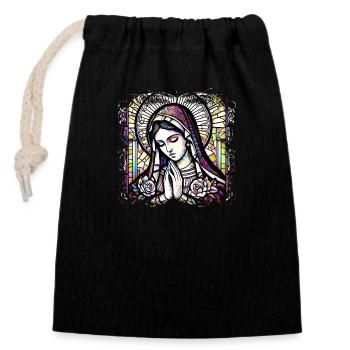 virgin mary jesus bible christian religion madona - Closable cotton gift bag (14x20cm) - black - Front