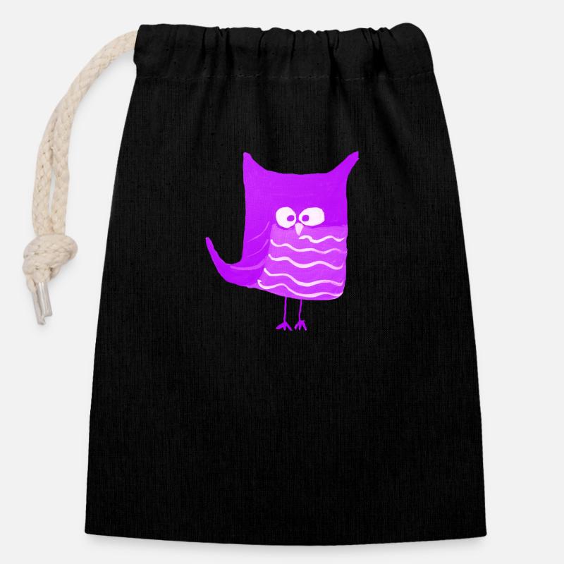 Eulalia violet - Sac cadeau en coton avec cordon (14 x 20 cm) - noir